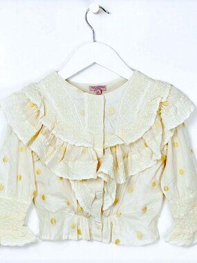 NWT Tuchinda Designer Girls Victorian Style Ruffle Embroidered Blouse Size 8